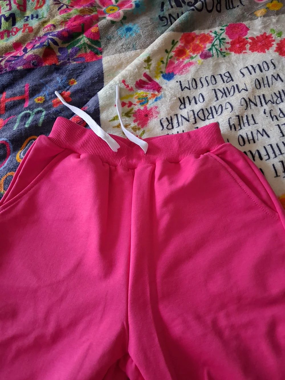 Kids 4 Cotton Blend Drawstring Joggers - Pink, Hot Pink, Gray & Black Size 5-6Y